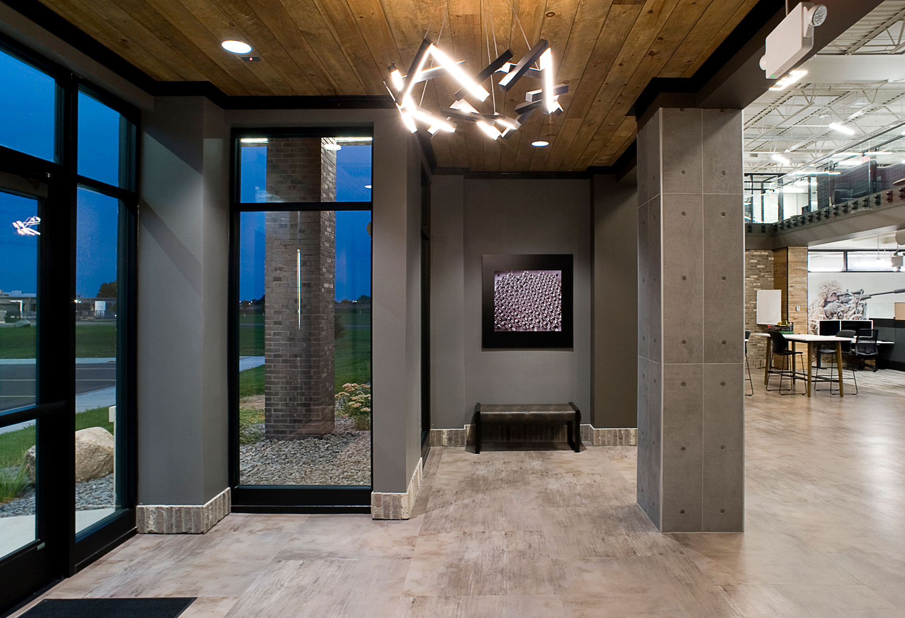 modern entry way with industrial finishes