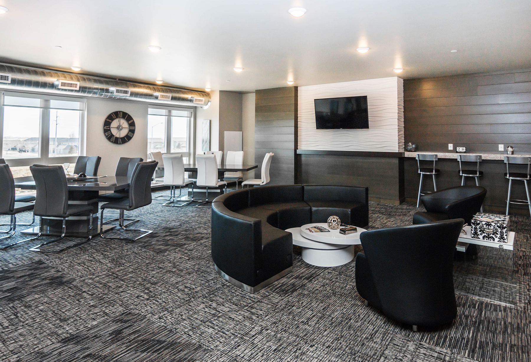 Modern Lounge space with black and white features