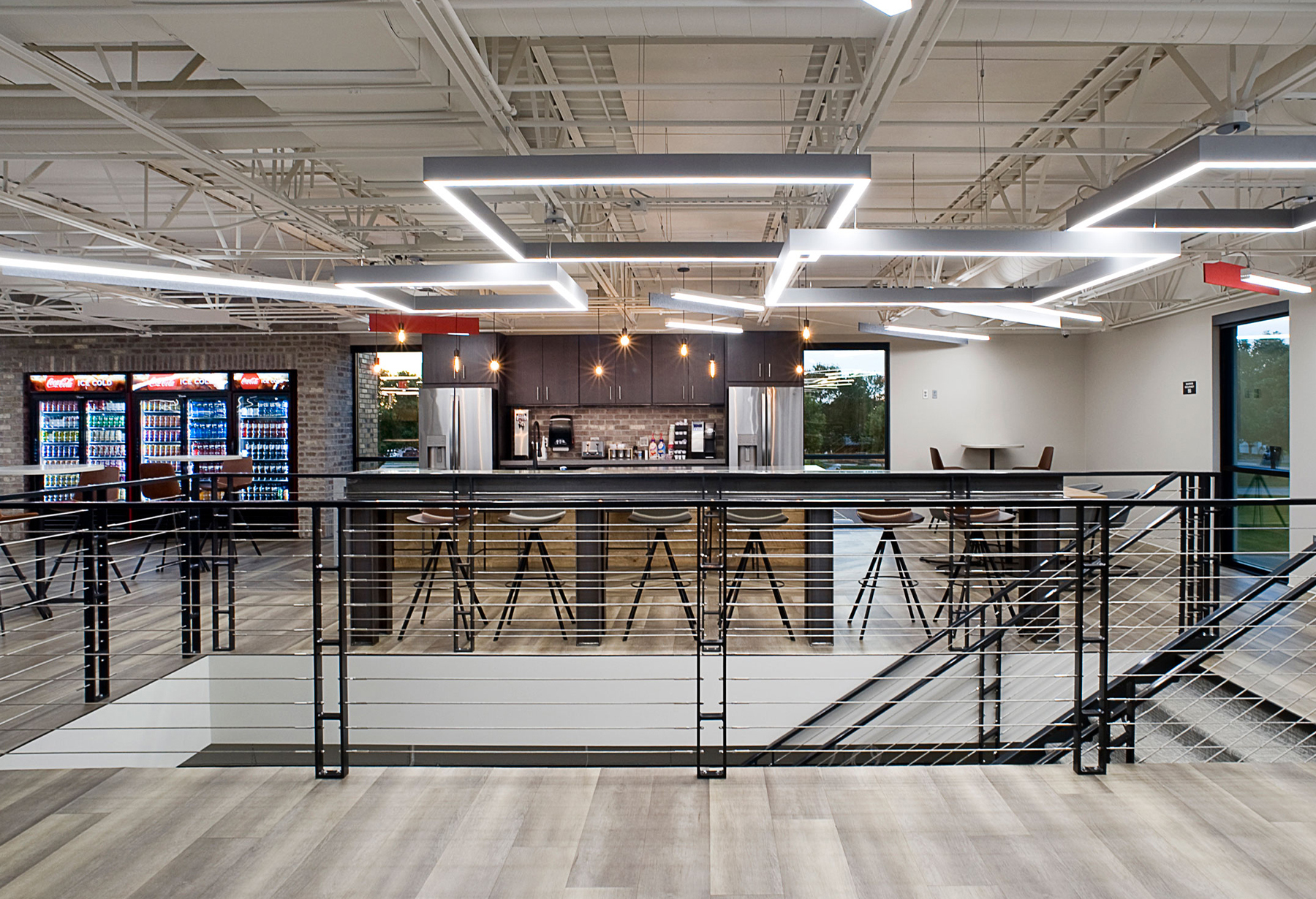 interior of Silencer Central's modern staff break area